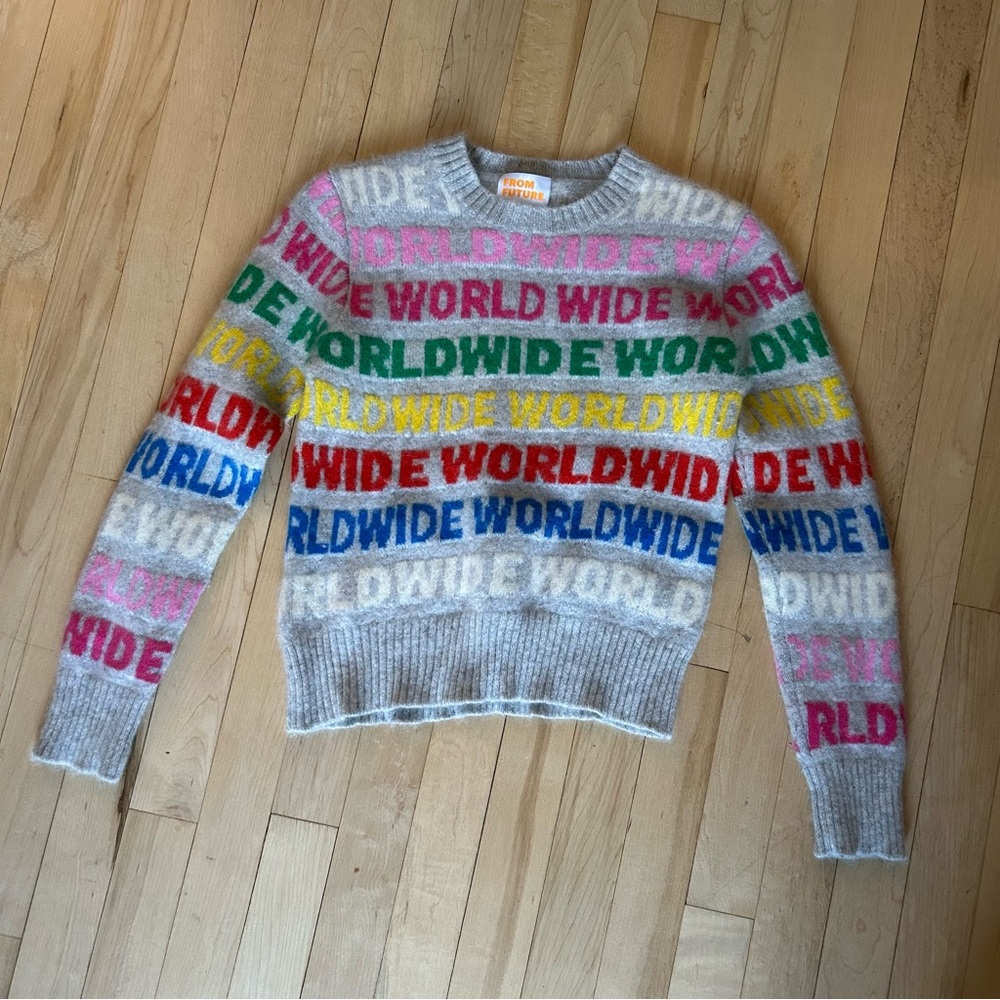 Colorful Worldwide Print Cashmere Sweater by From Future